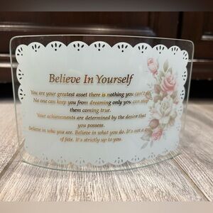 Inspirational Glass Plaque with Floral Design